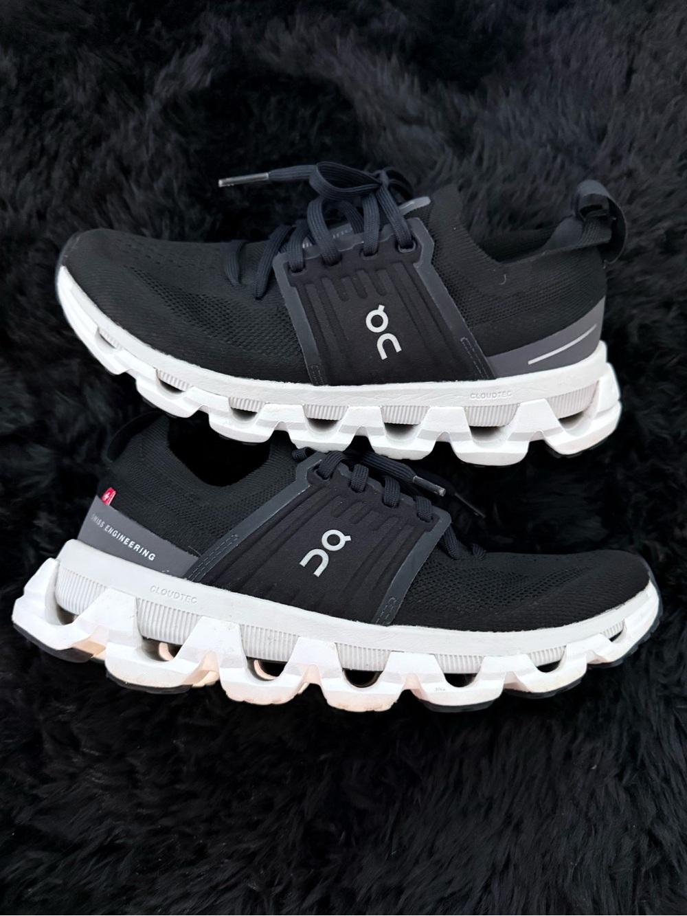 On Running Black and White Women's Cloudtec Lace-Up Sneakers